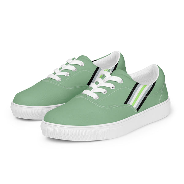 Classic Agender Pride Colors Green Lace-up Shoes - Women Sizes