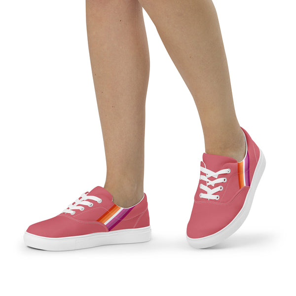 Classic Lesbian Pride Colors Pink Lace-up Shoes - Women Sizes