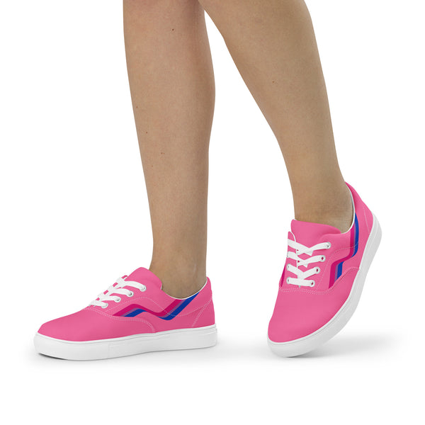 Original Bisexual Pride Colors Pink Lace-up Shoes - Women Sizes