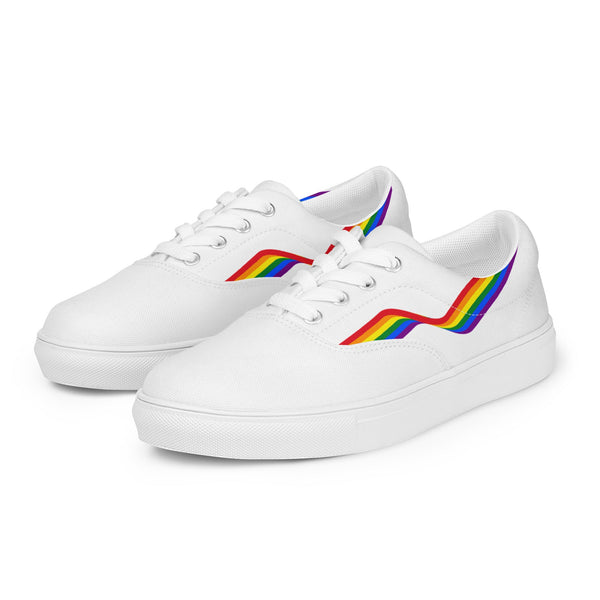 Original Gay Pride Colors White Lace-up Shoes