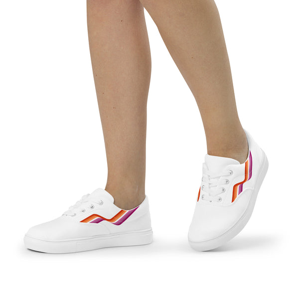 Original Lesbian Pride Colors White Lace-up Shoes - Women Sizes