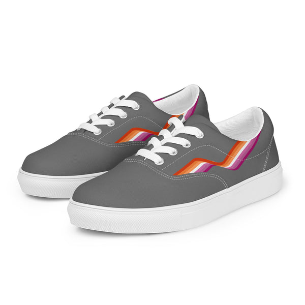 Original Lesbian Pride Colors Gray Lace-up Shoes - Women Sizes