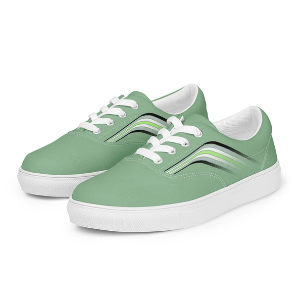 Trendy Agender Pride Colors Green Lace-up Shoes - Women Sizes