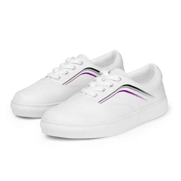 Trendy Asexual Pride Colors White Lace-up Shoes - Women Sizes