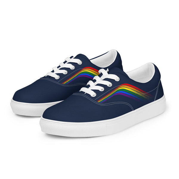 Trendy Gay Pride Colors Navy Lace-up Shoes - Women Sizes