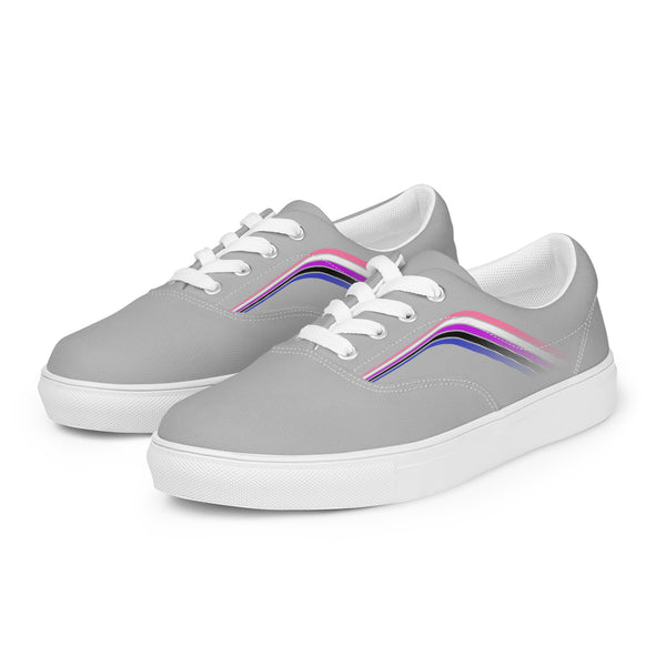 Trendy Genderfluid Pride Colors Gray Lace-up Shoes - Women Sizes