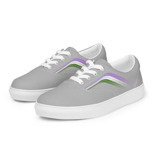 Trendy Genderqueer Pride Colors Gray Lace-up Shoes - Women Sizes