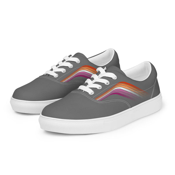Trendy Lesbian Pride Colors Gray Lace-up Shoes - Women Sizes