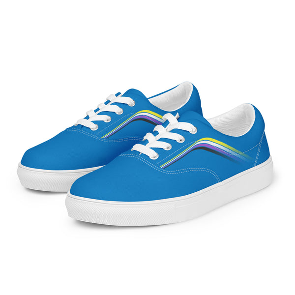 Trendy Non-Binary Pride Colors Blue Lace-up Shoes - Women Sizes