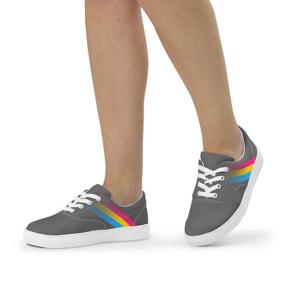 Pansexual Pride Colors Modern Gray Lace-up Shoes - Women Sizes