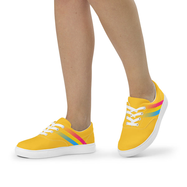 Pansexual Pride Colors Modern Yellow Lace-up Shoes - Women Sizes