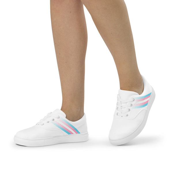 Transgender Pride Colors Modern White Lace-up Shoes - Women Sizes