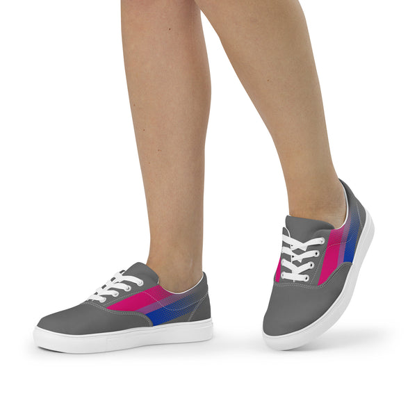 Bisexual Pride Colors Original Gray Lace-up Shoes - Women Sizes