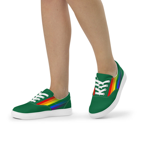 Gay Pride Colors Original Green Lace-up Shoes - Women Sizes