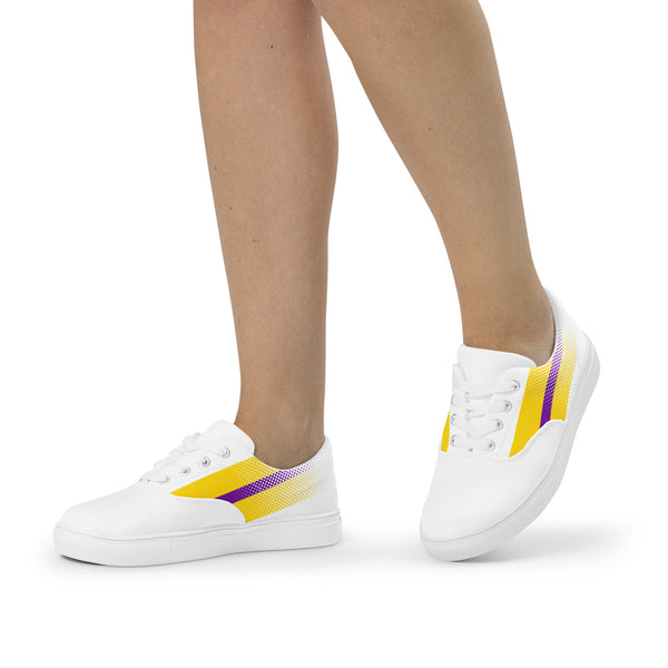 Intersex Pride Colors Original White Lace-up Shoes - Women Sizes
