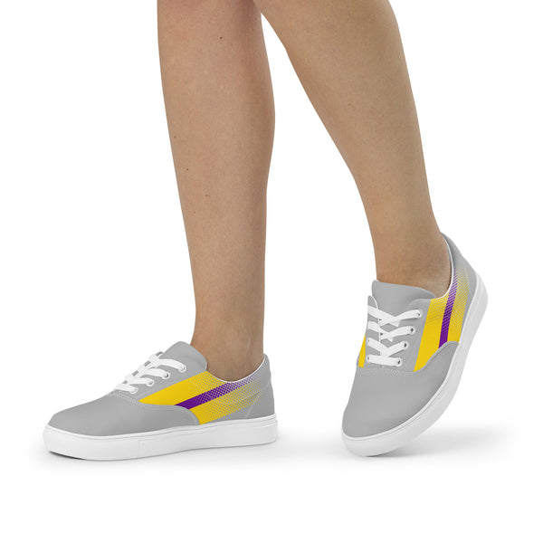 Intersex Pride Colors Original Gray Lace-up Shoes - Women Sizes