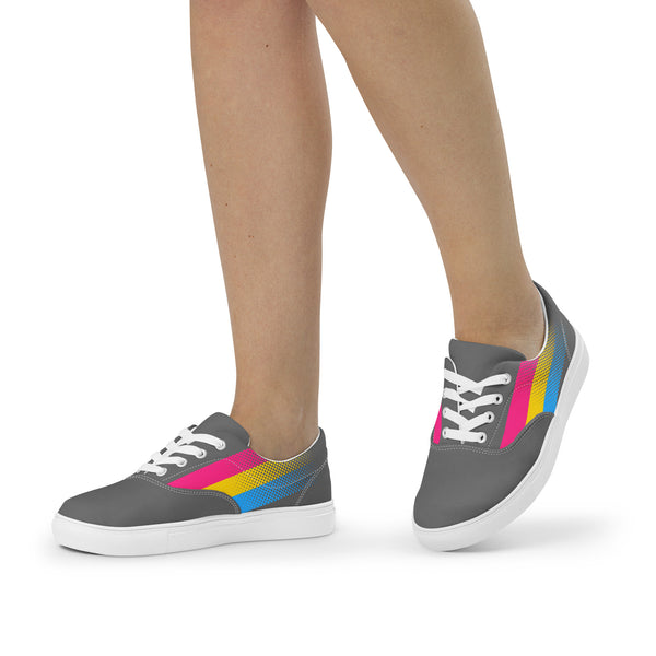 Pansexual Pride Colors Original Gray Lace-up Shoes - Women Sizes