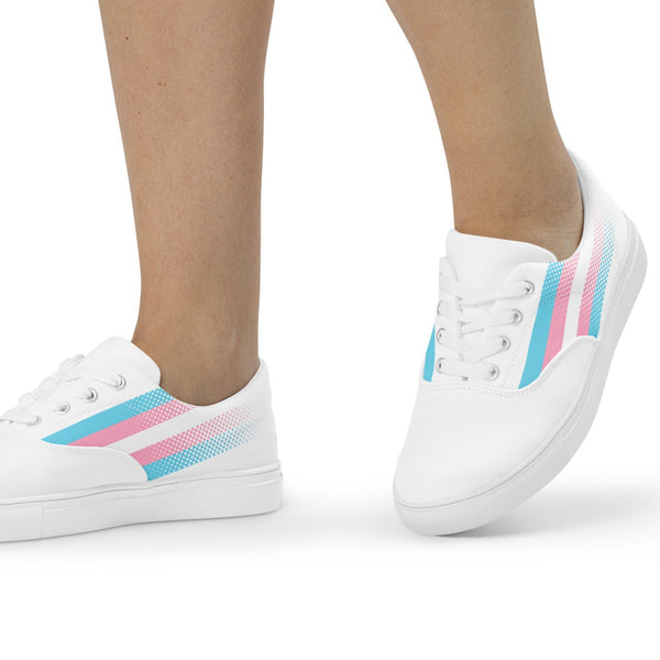 Transgender Pride Colors Original White Lace-up Shoes - Women Sizes