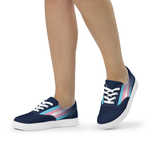 Transgender Pride Flag Navy Lace-up Shoes