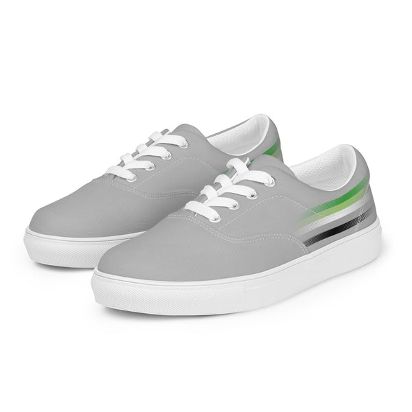 Casual Aromantic Pride Colors Gray Lace-up Shoes - Women Sizes