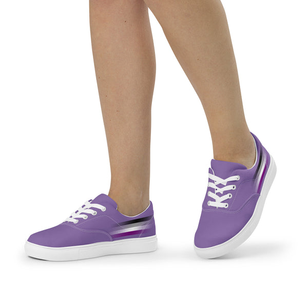 Casual Asexual Pride Colors Purple Lace-up Shoes - Women Sizes