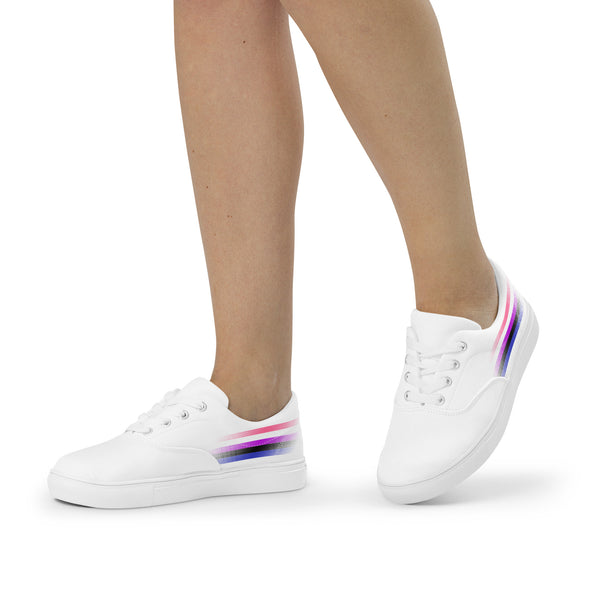 Casual Genderfluid Pride Colors White Lace-up Shoes - Women Sizes