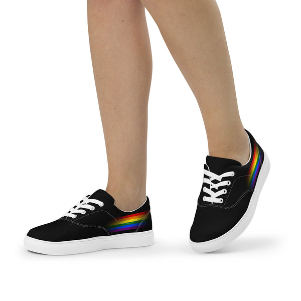 Casual Gay Pride Colors Black Lace-up Shoes - Women Sizes