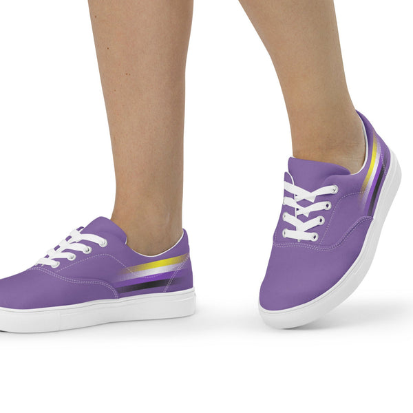 Casual Non-Binary Pride Colors Purple Lace-up Shoes - Women Sizes