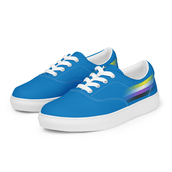 Casual Non-Binary Pride Colors Blue Lace-up Shoes - Women Sizes