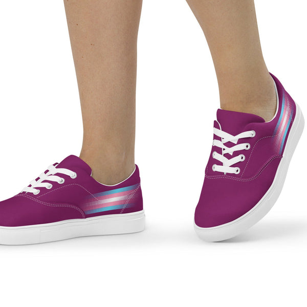 Casual Transgender Pride Colors Violet Lace-up Shoes - Women Sizes