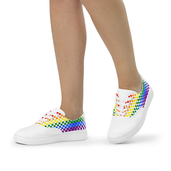 Gay Pride Rainbow Checkers Lace-up Shoes