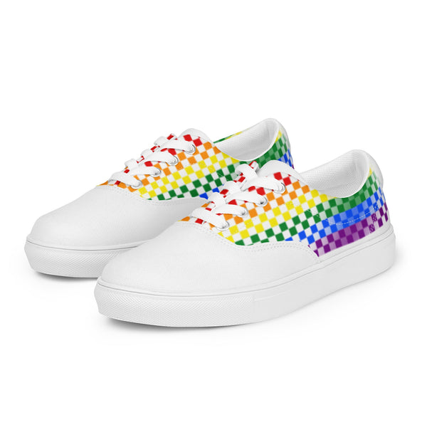 Gay Pride Rainbow Checkers Lace-up Shoes