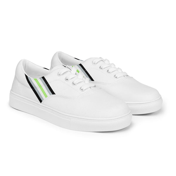 Classic Agender Pride Colors White Lace-up Shoes - Women Sizes