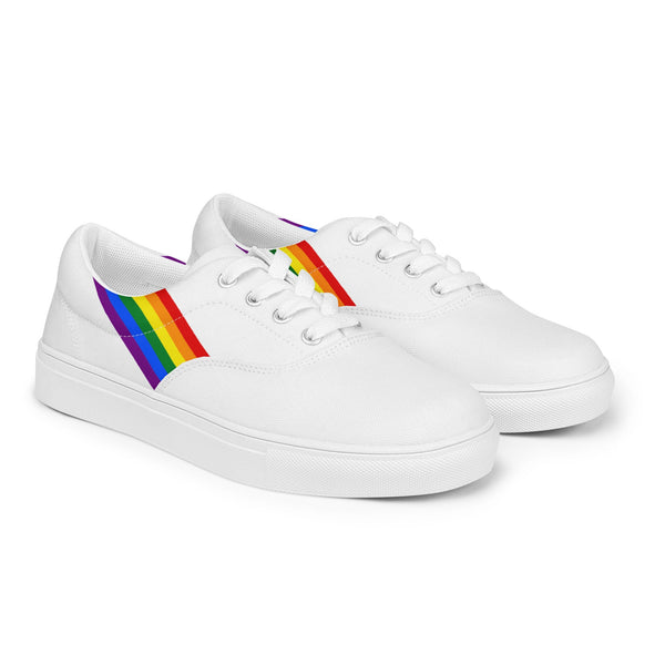 Classic Gay Pride Colors White Lace-up Shoes