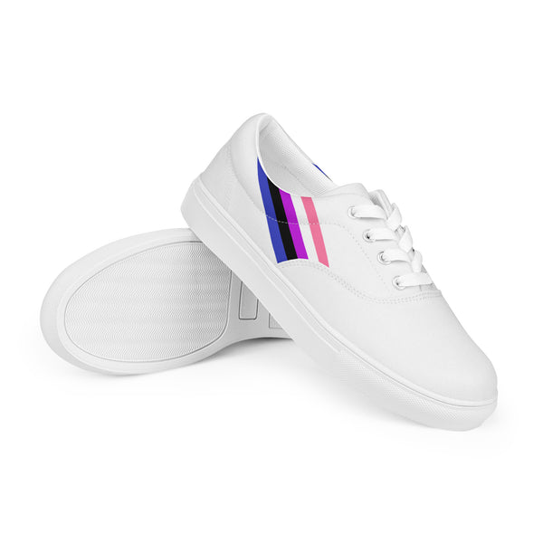 Classic Genderfluid Pride Colors White Lace-up Shoes - Women Sizes