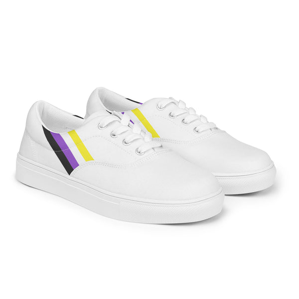 Classic Non-Binary Pride Colors White Lace-up Shoes - Women Sizes