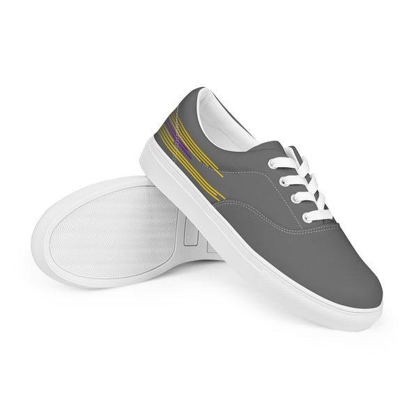 Modern Intersex Pride Colors Gray Lace-up Shoes - Women Sizes