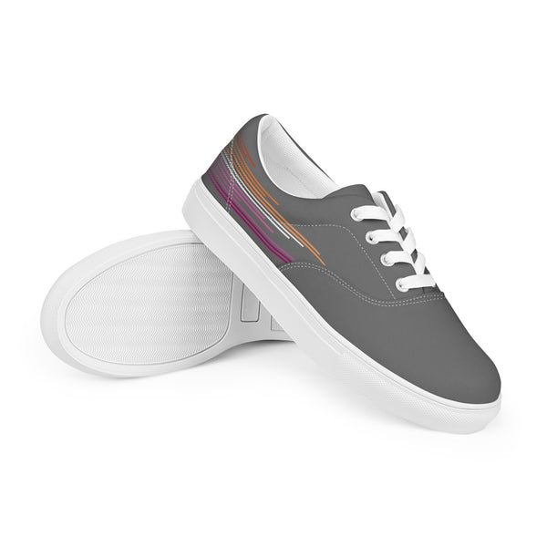 Modern Lesbian Pride Colors Gray Lace-up Shoes - Women Sizes
