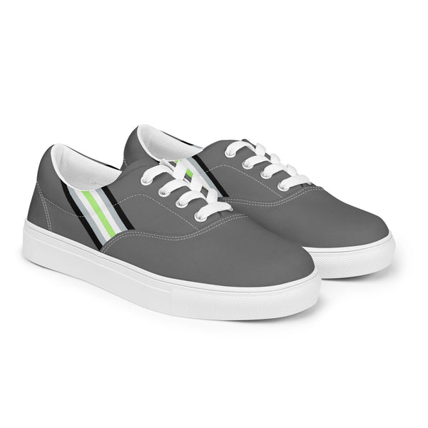 Classic Agender Pride Colors Gray Lace-up Shoes - Women Sizes