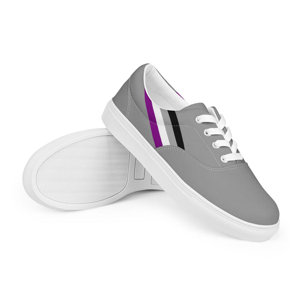 Classic Asexual Pride Colors Gray Lace-up Shoes - Women Sizes