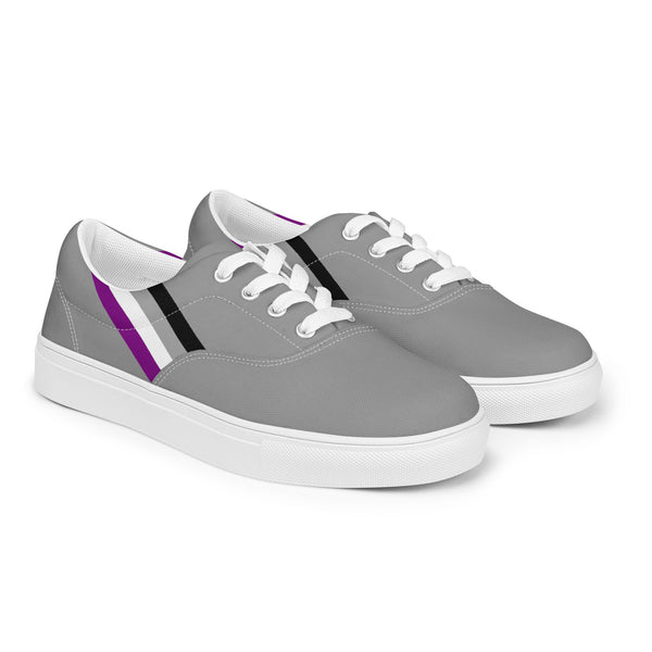 Classic Asexual Pride Colors Gray Lace-up Shoes - Women Sizes