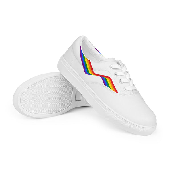 Original Gay Pride Colors White Lace-up Shoes