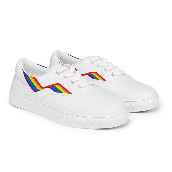 Original Gay Pride Colors White Lace-up Shoes