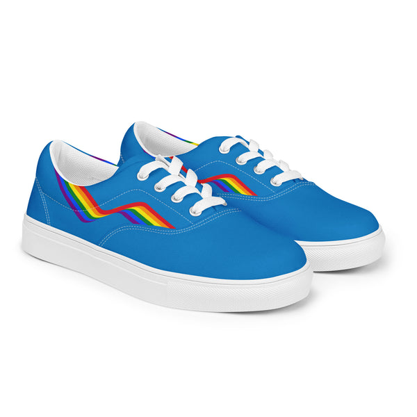 Original Gay Pride Colors Blue Lace-up Shoes - Women Sizes