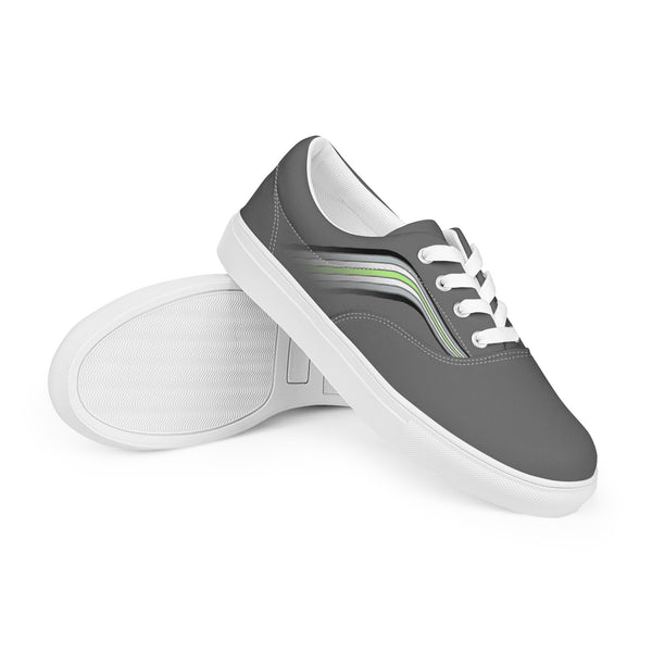 Trendy Agender Pride Colors Gray Lace-up Shoes - Women Sizes