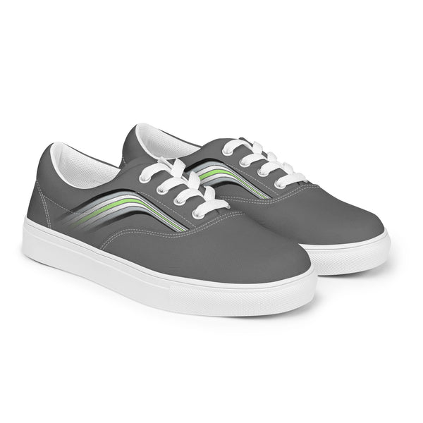 Trendy Agender Pride Colors Gray Lace-up Shoes - Women Sizes