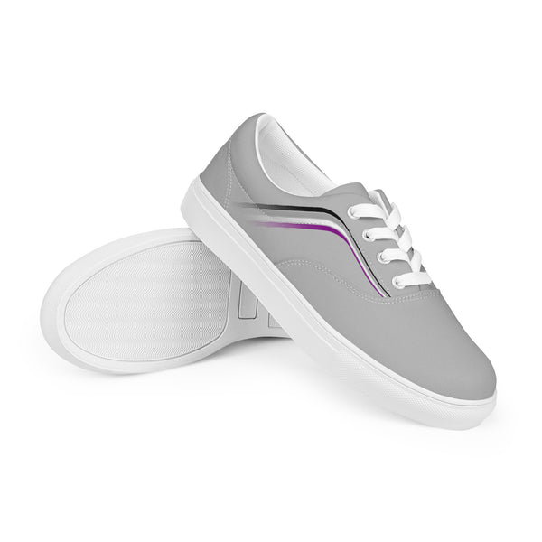 Trendy Asexual Pride Colors Gray Lace-up Shoes - Women Sizes
