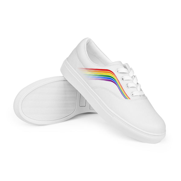 Trendy Gay Pride Colors White Lace-up Shoes - Women Sizes