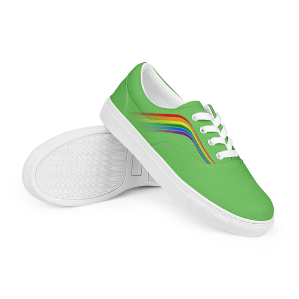 Trendy Gay Pride Colors Green Lace-up Shoes - Women Sizes