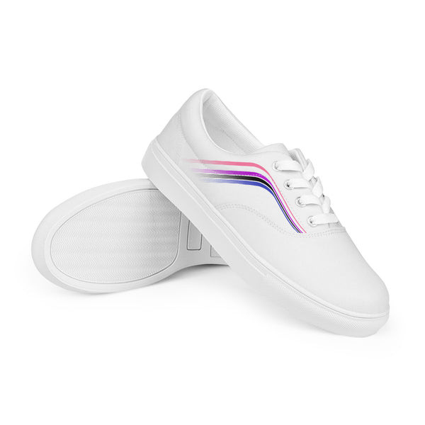 Trendy Genderfluid Pride Colors White Lace-up Shoes - Women Sizes